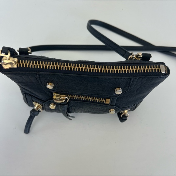 BOTKIER Logan Convertible Wristlet Black Pebbled Leather Shoulder Bag Crossbody - Picture 9 of 16